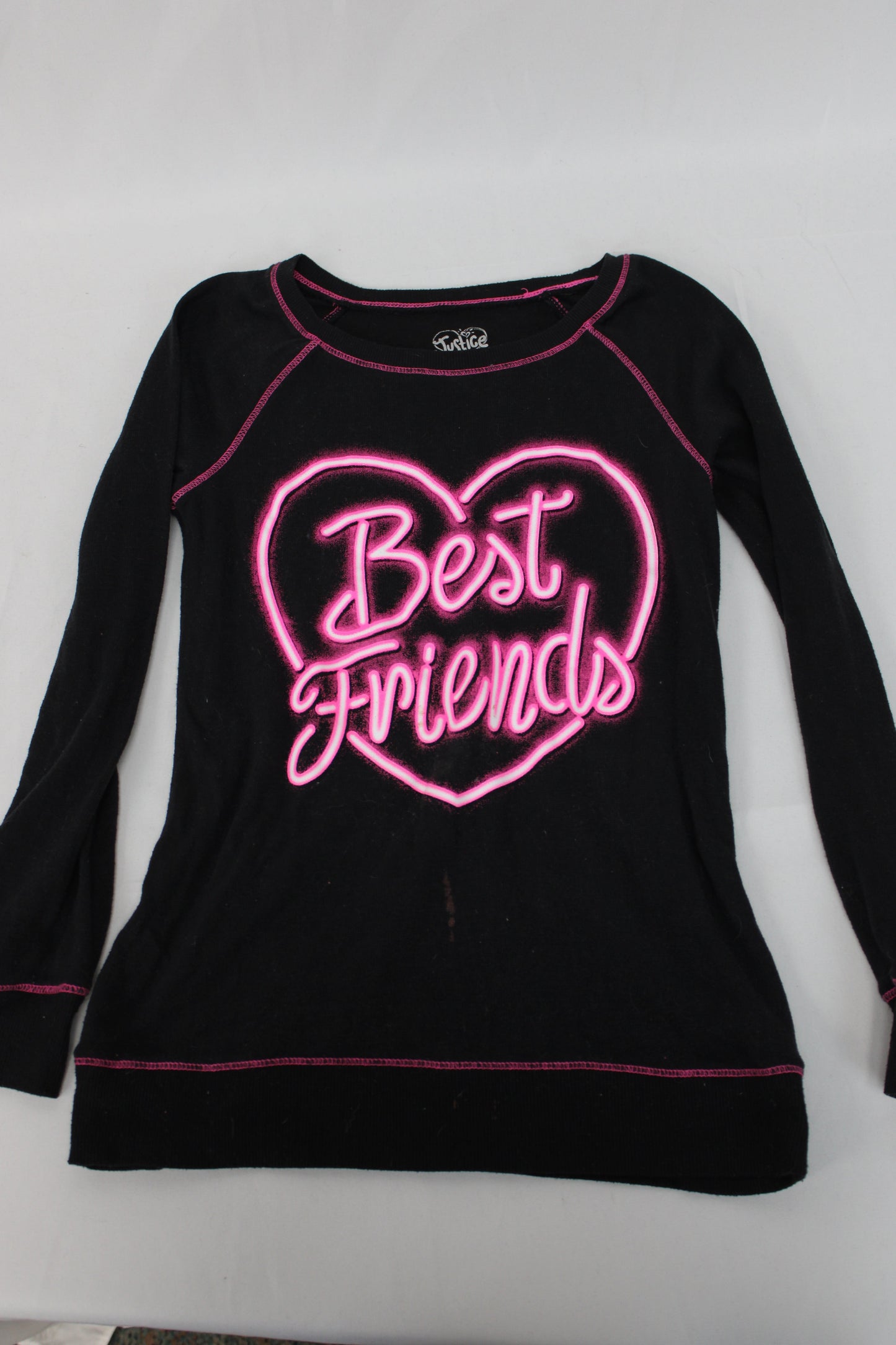 Justice Neon Best Friends Long Sleeve T-Shirt, Black/Pink, Girls 8