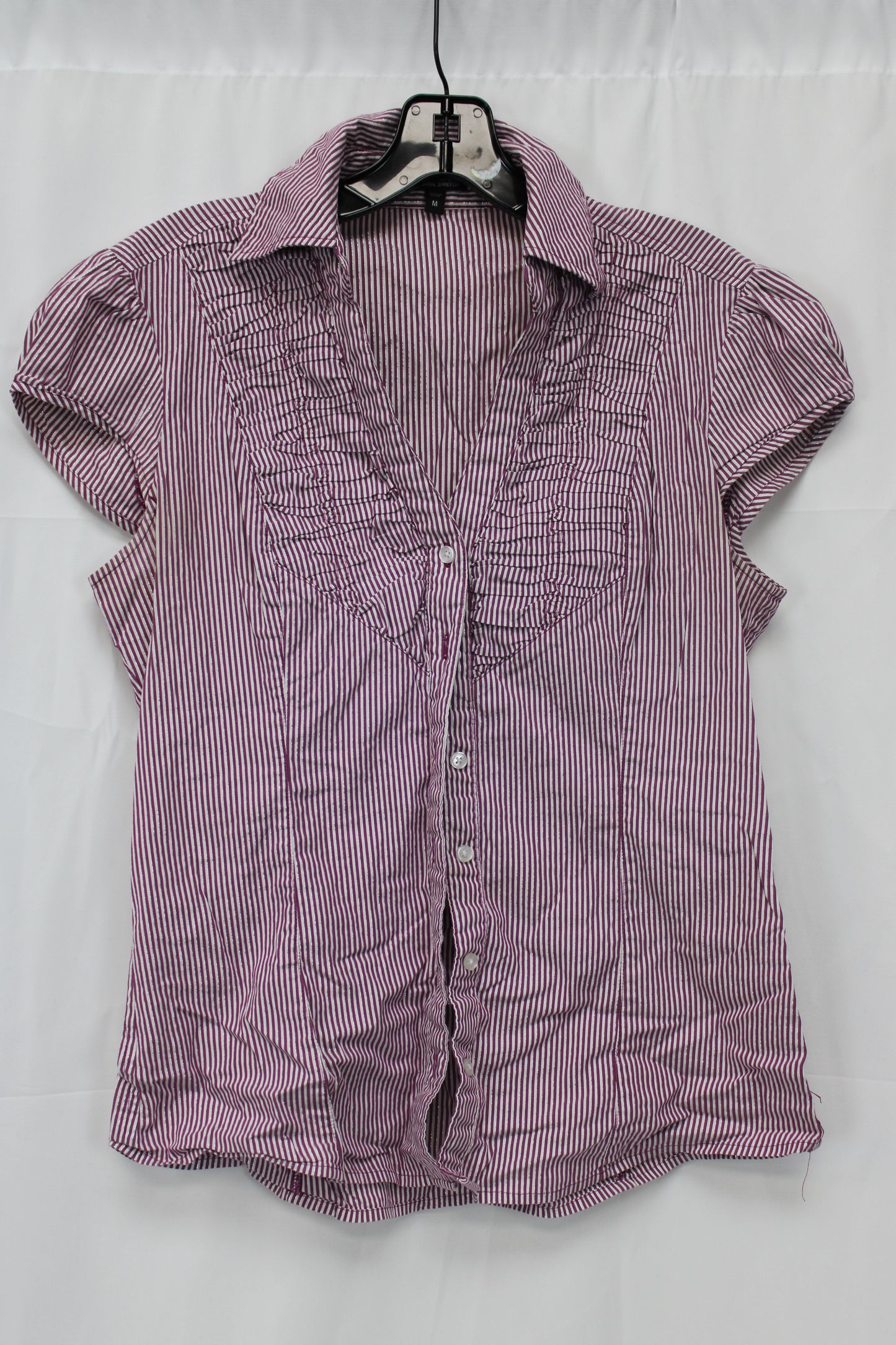 Express Essential Stretch Short Sleeve Striped Blouse, Women’s M