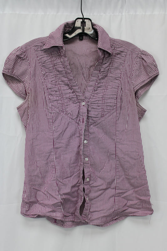 Express Essential Stretch Short Sleeve Striped Blouse, Women’s M
