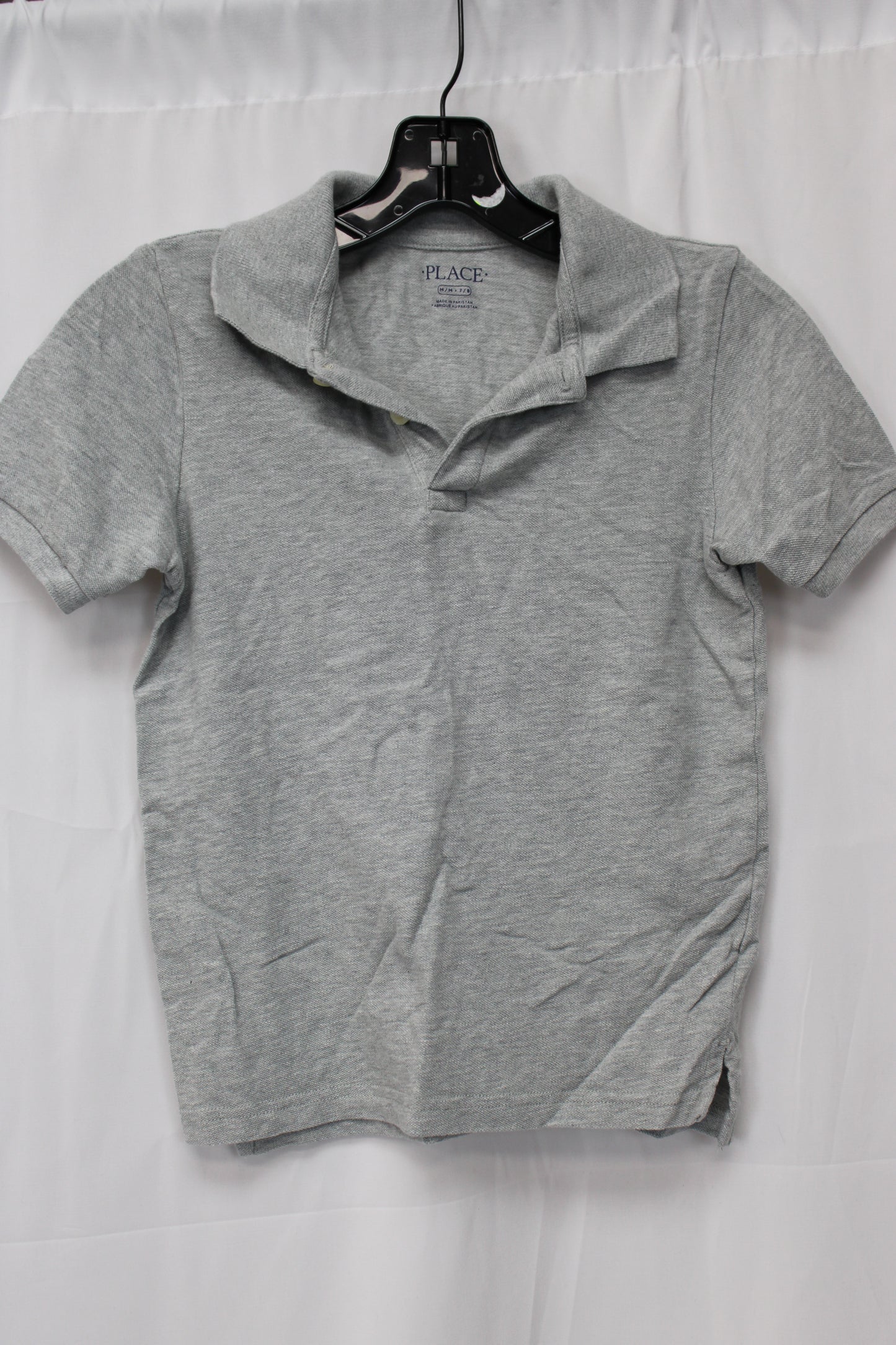Place Short Sleeve Polo, Gray, Youth M (7/8)