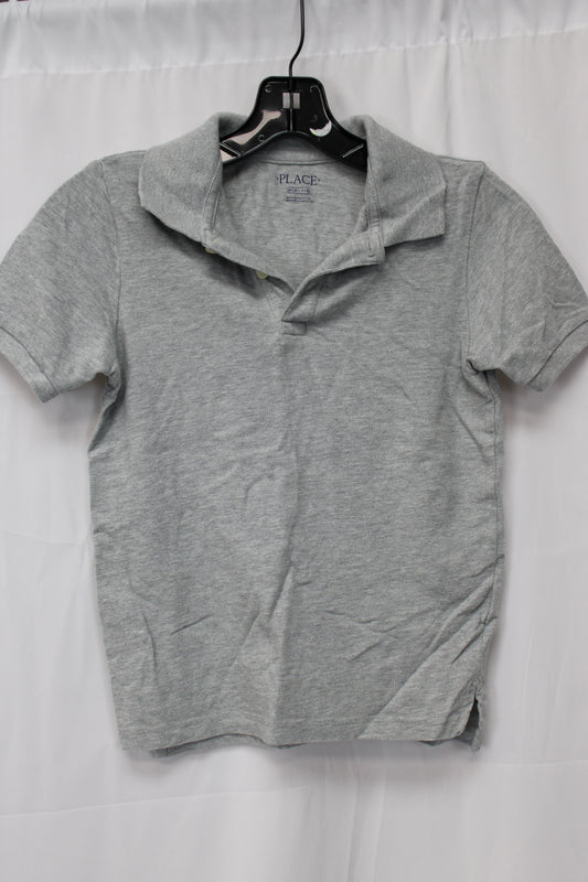 Place Short Sleeve Polo, Gray, Youth M (7/8)