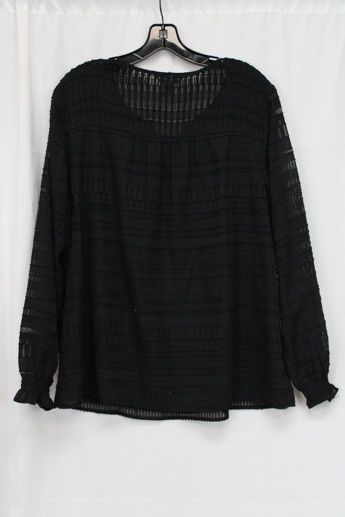 Christopher & Banks Sheer Long Sleeve Blouse, Black, Women’s L