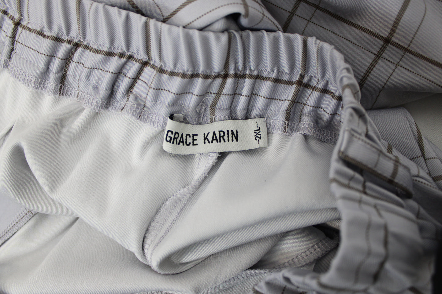Grace Karin Plaid Pants, Gray, Women’s XXL