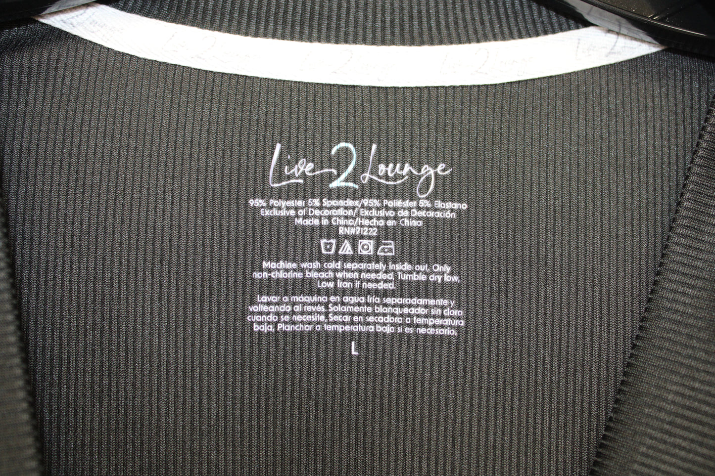 Live2Lounge Long Sleeve Button Up Pajama Top, Black, Women’s L