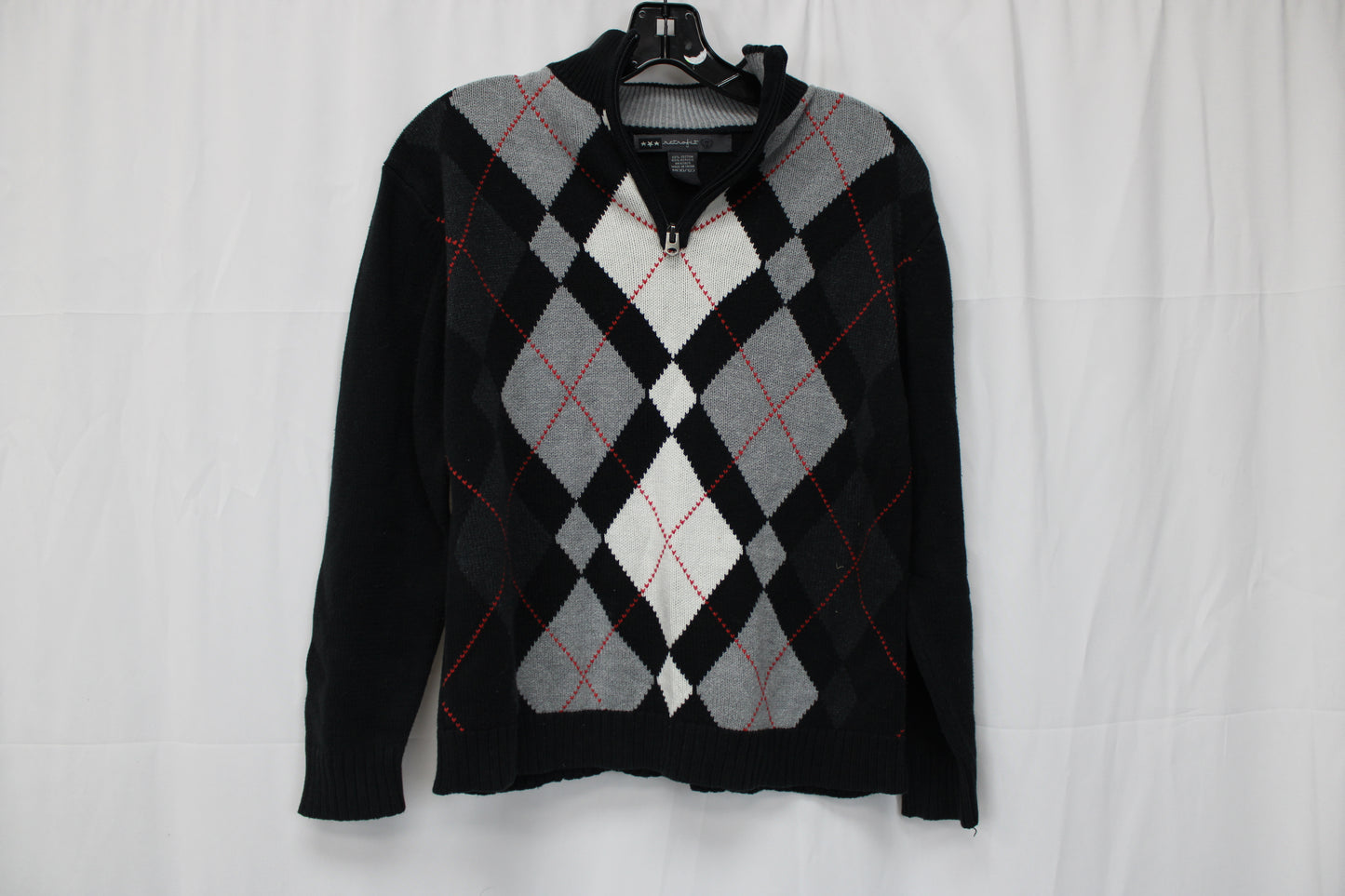 Retrofit Plaid Zip Up Sweater, Black, Youth M