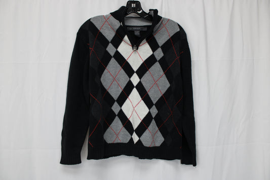Retrofit Plaid Zip Up Sweater, Black, Youth M
