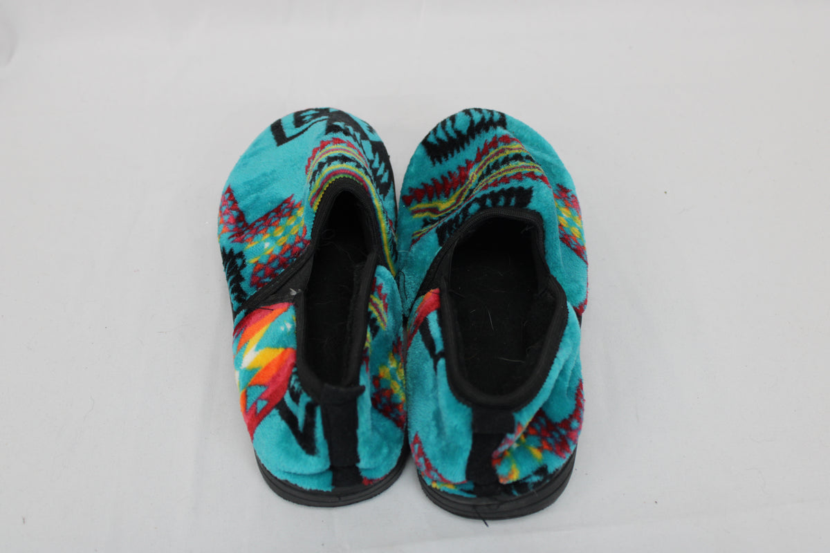 Women’s Tribal Print Slip-on Slippers, Blue, 10