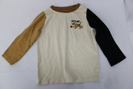 Garanimals Let’s Go Long Sleeve T-shirt, Beige/Black, 3T