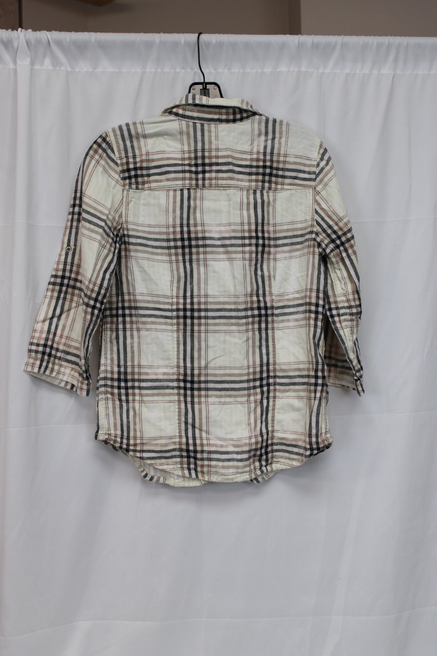 Intro Plaid Flannel, White/Brown, Women’s Petite M
