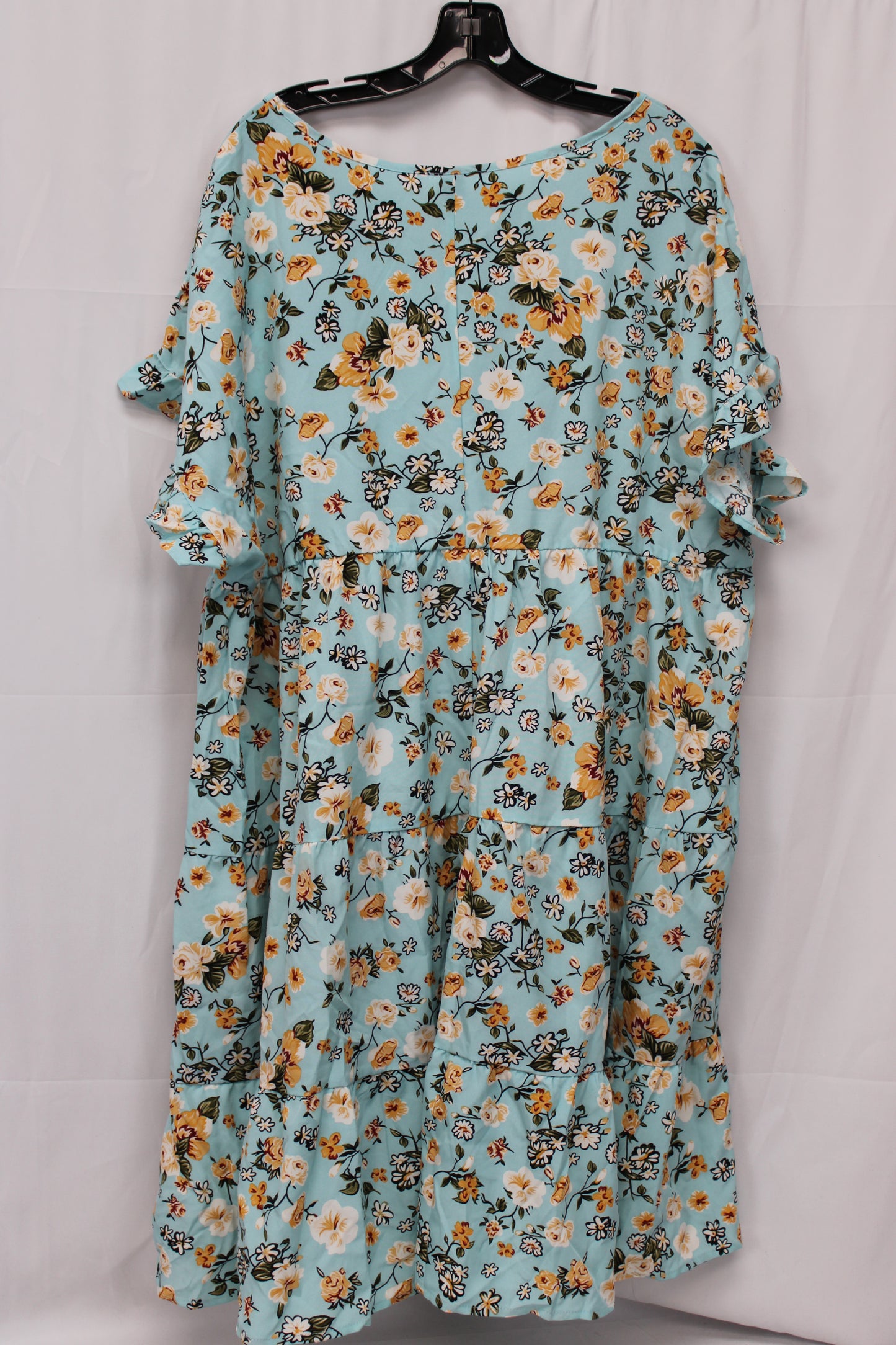 SHIEN Curve Short Sleeve Floral Dress, Blue, Women’s XXXL