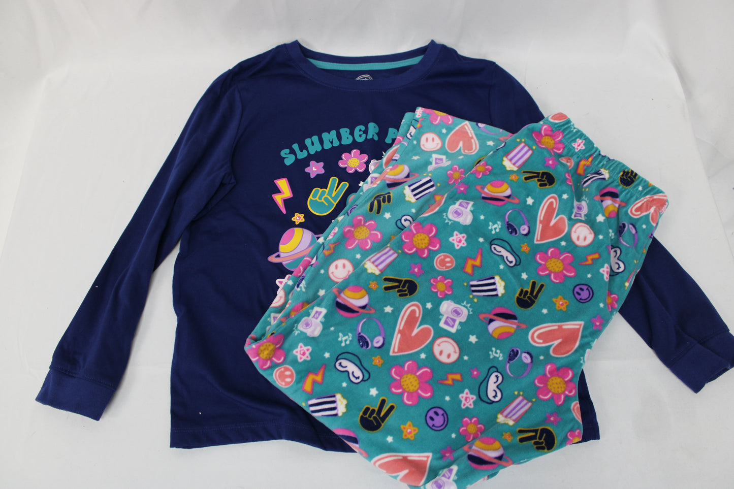 Wonder Nation Slumber Party Pajama Set, Blue, Youth L