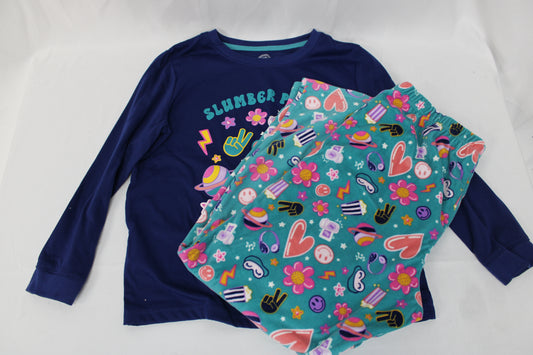 Wonder Nation Slumber Party Pajama Set, Blue, Youth L