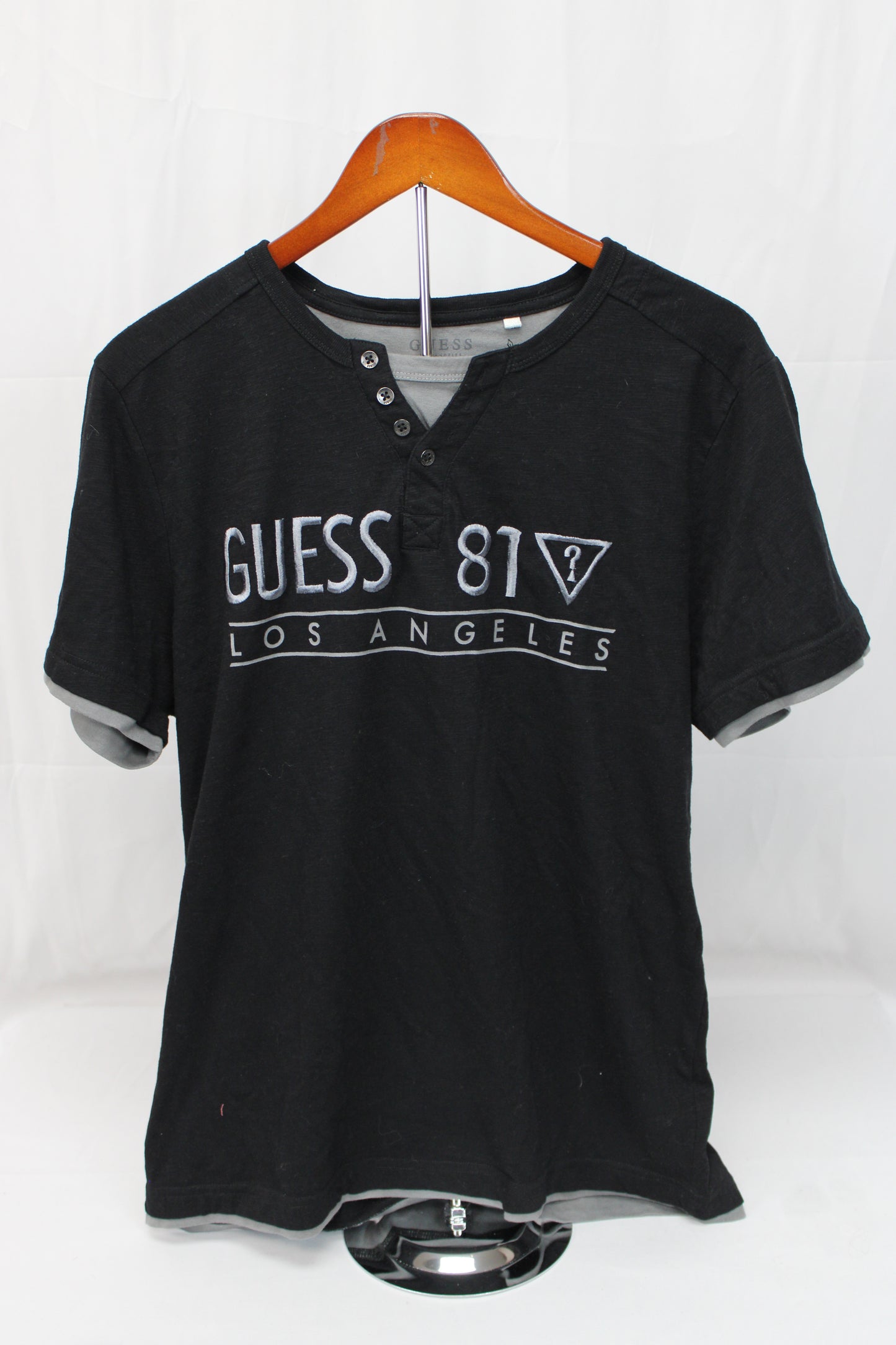 GUESS 81 Los Angeles Shirt, Black/Gray, Mens L