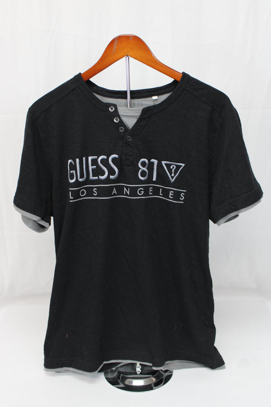 GUESS 81 Los Angeles Shirt, Black/Gray, Mens L