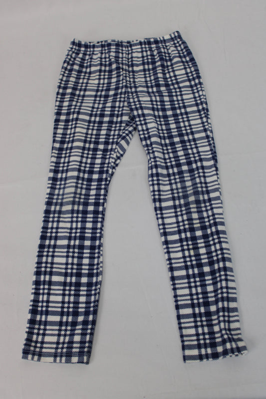 Kids Headquarters Plaid Leggings, Blue/White, Girls 6x