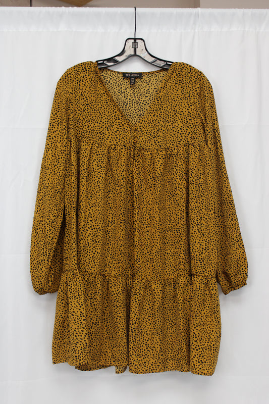 Qed London Long Sleeve Leopard Print Dress, Women’s M