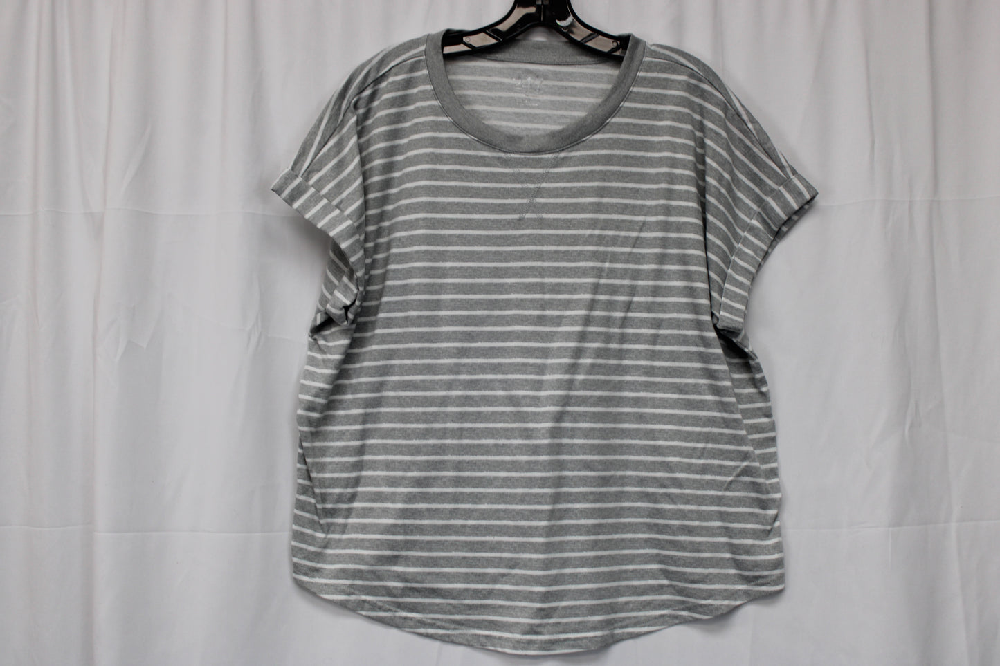 Maurices 24/7 Everyday Striped T-Shirt, Gray/White, Women’s XL