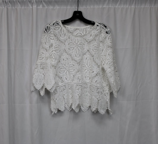 Floral Lace Top, White, Women’s M