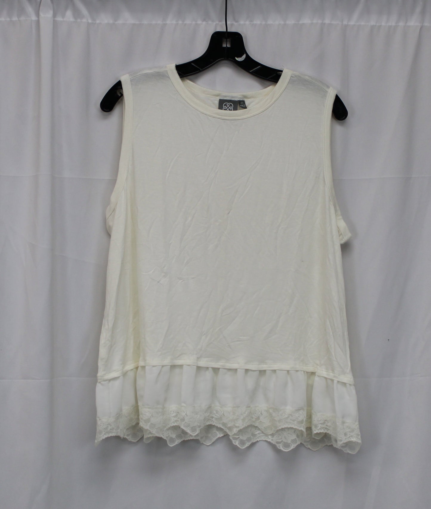 Daisy Fuentes Lace Lined Tank Top, White, Women’s XXL