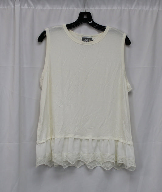 Daisy Fuentes Lace Lined Tank Top, White, Women’s XXL