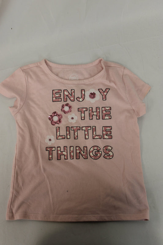 Wonder Nation Enjoy the Little Things Graphic T-Shirt, Pink, Girls XS