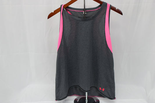 Under Armour Sports Tank, Gray/Neon Pink, Youth XL