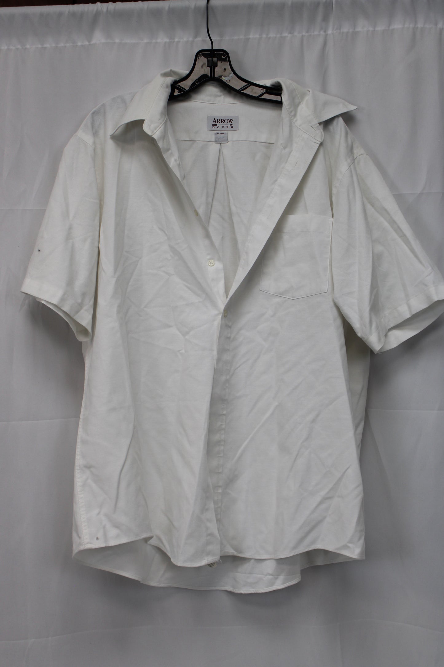 Arrow Dover Short Sleeve Button Up Shirt, White, Men’s 17 1/2