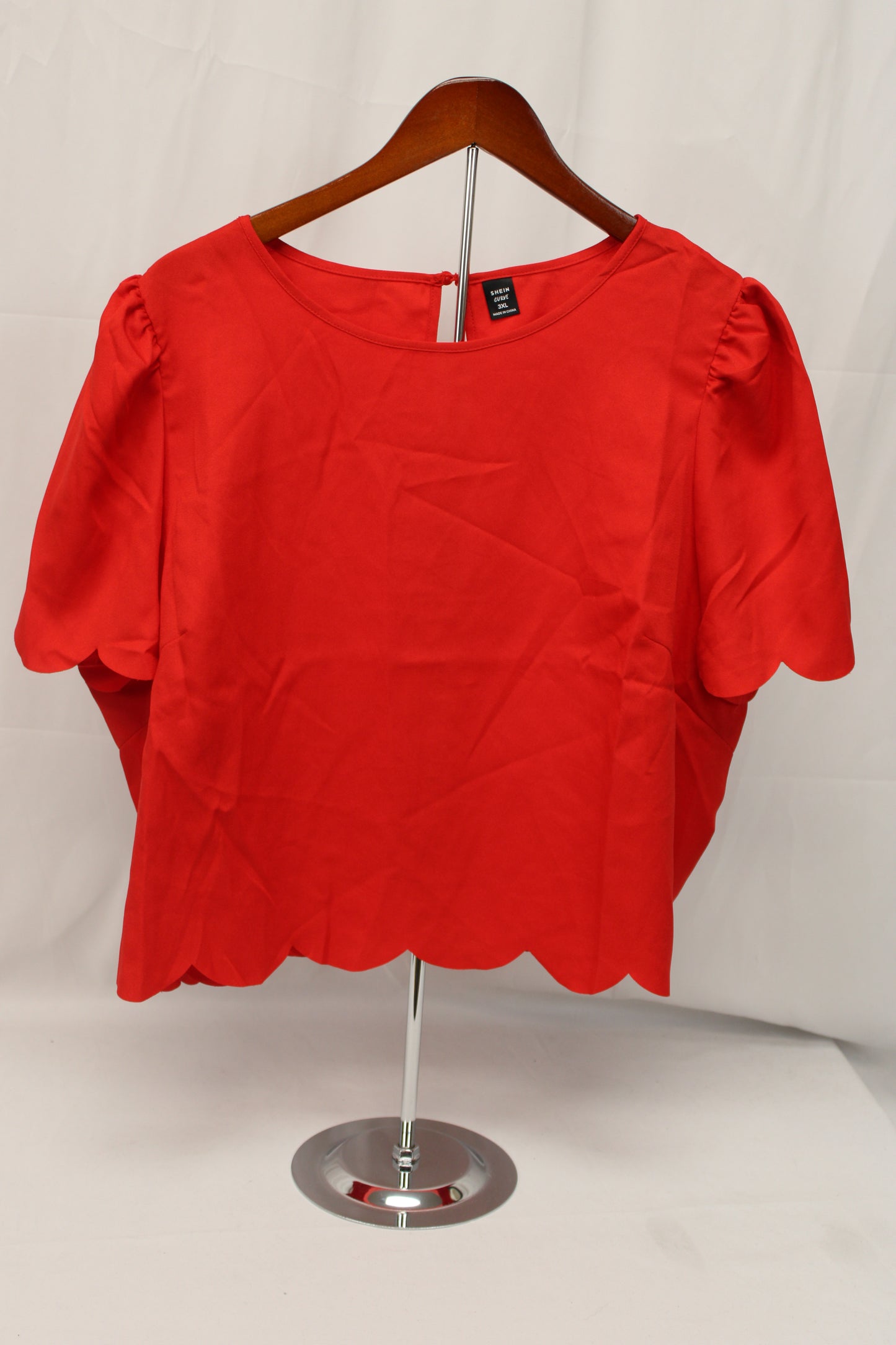 SHIEN Curve Short Sleeve Blouse, Red, Women’s XXXL