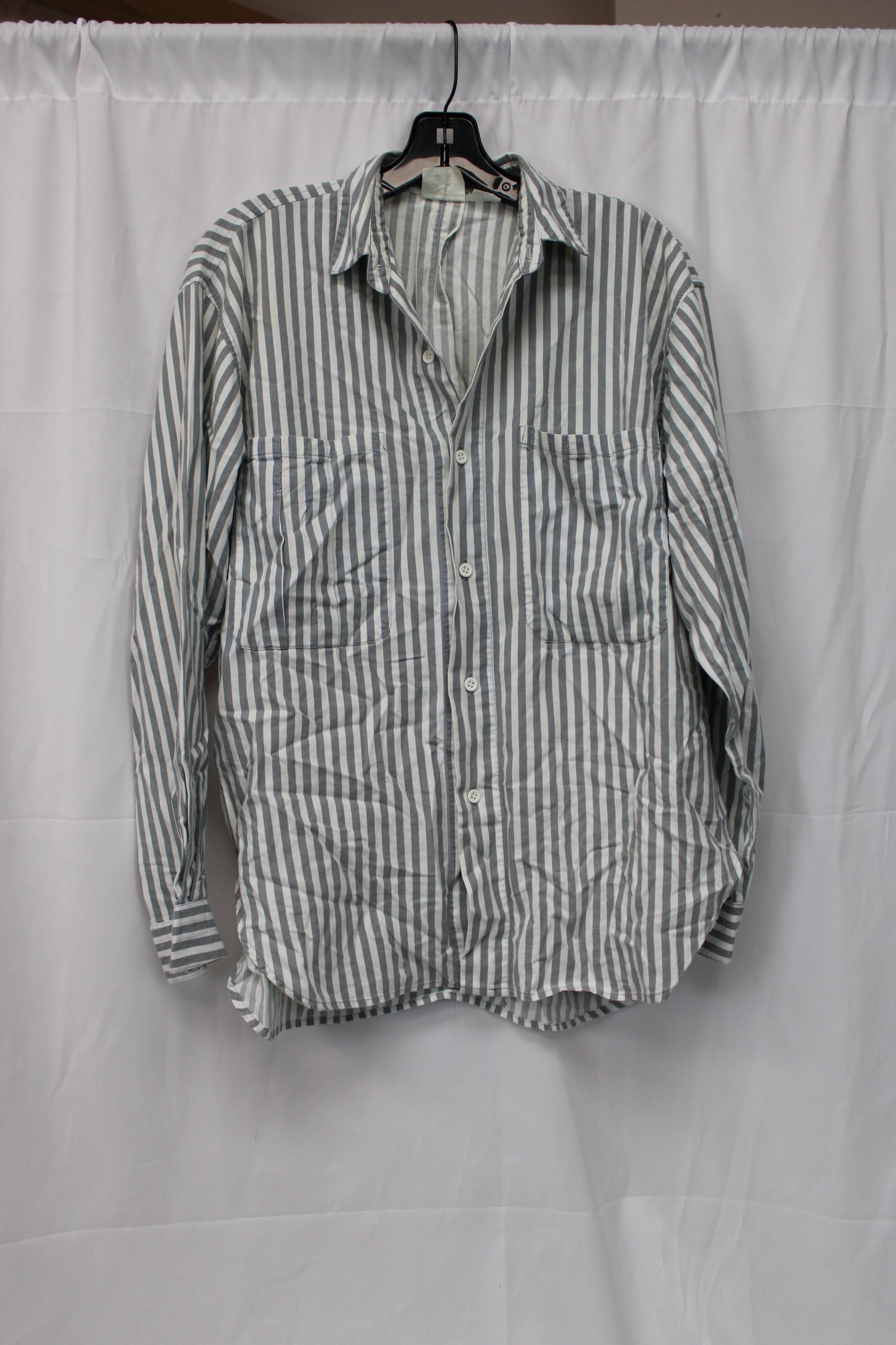 NIXIT Vintage Stripped Button Up Shirt, White/Blue, Men’s XL