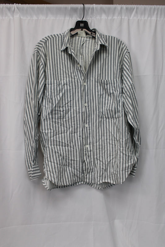 NIXIT Vintage Stripped Button Up Shirt, White/Blue, Men’s XL