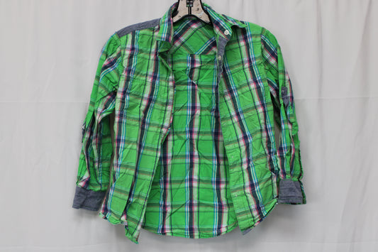 PD&C Long Sleeve Plaid Shirt, Green, Youth L