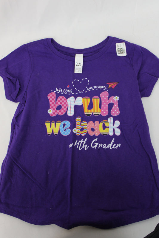 District Bruh We Back T-Shirt, Purple, Youth S