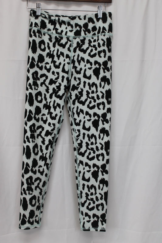 Evolution & Creation Cheetah Print Leggings, Mint Blue/Black, Women’s M
