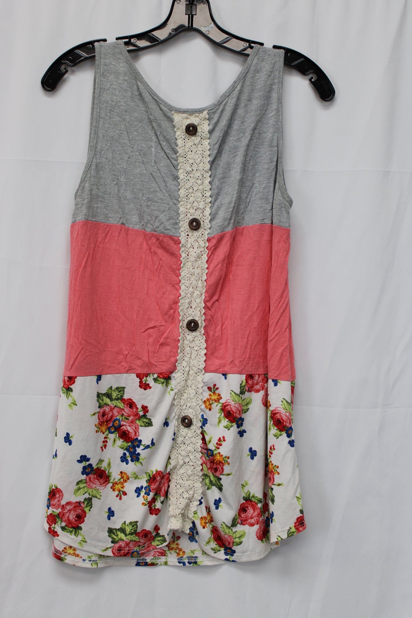 Women’s Color Block Floral Patterned Tank Top, Women’s M