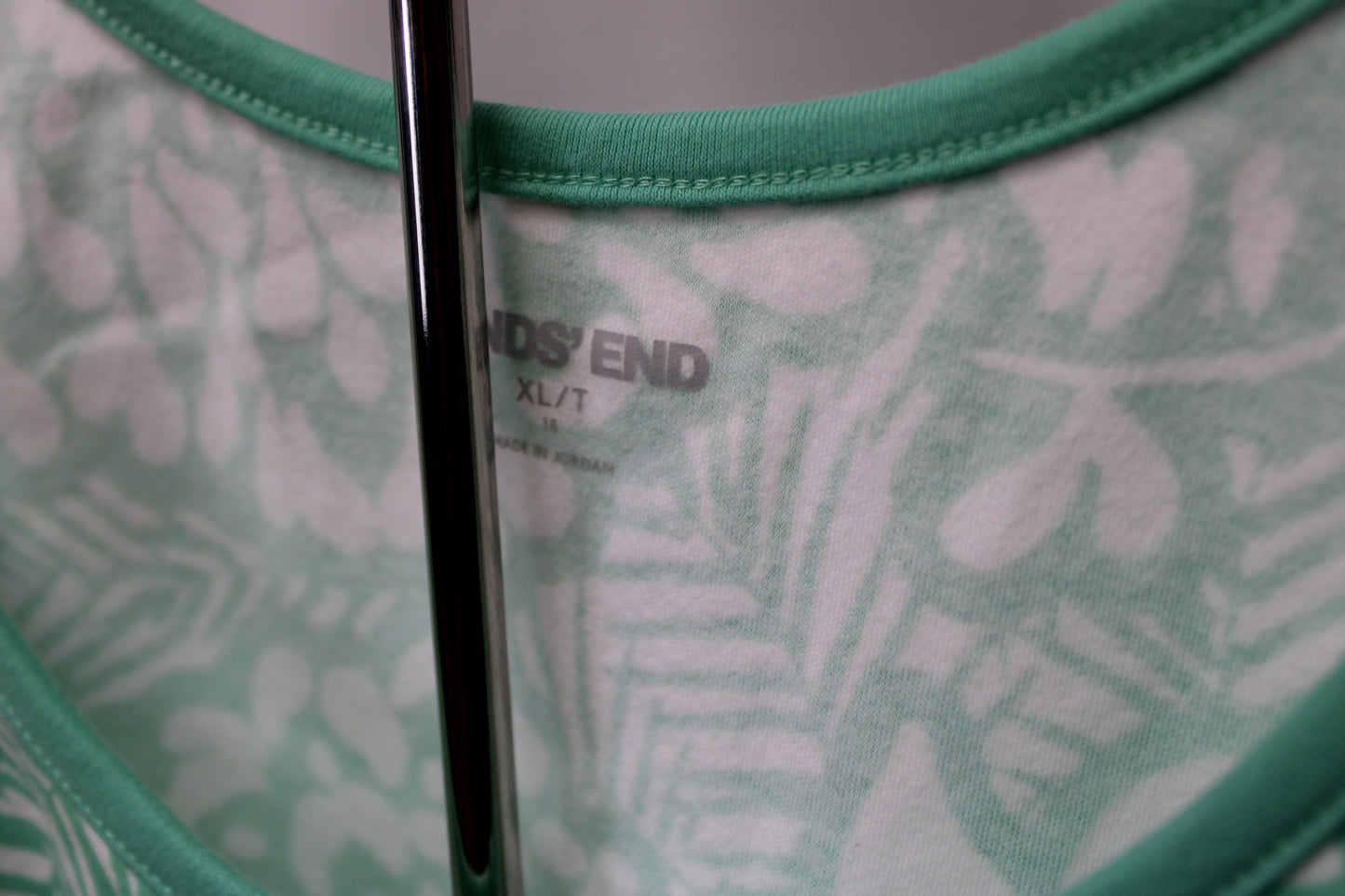Land’s End Floral Tank Top, Green/White, Women’s XL