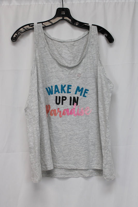 Secret Treasures Wake Me Up in Paradise Tank Top, Gray, Women’s L
