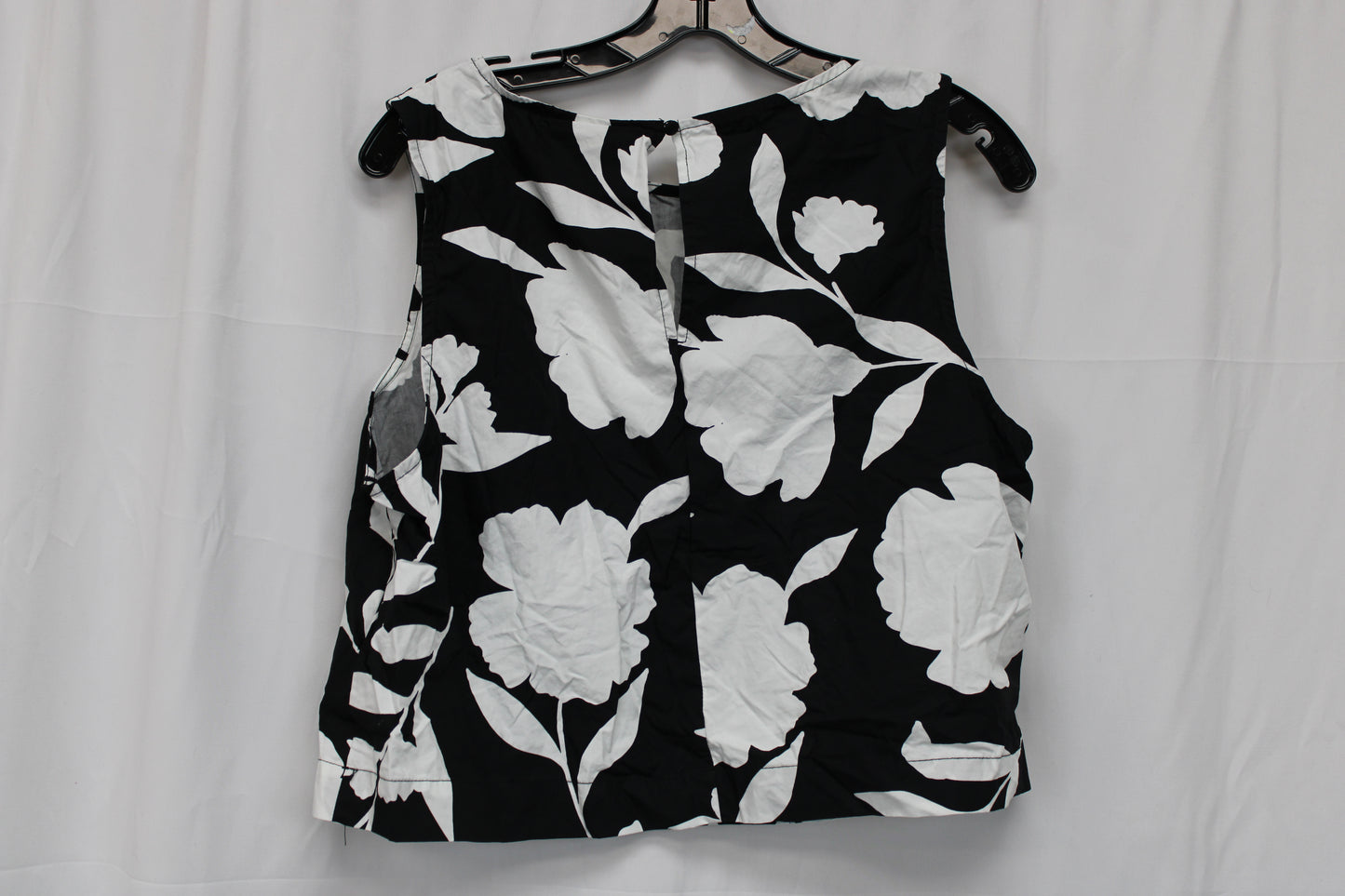 Kate Spade Floral Cropped Tank Top, Black/White, Women’s L