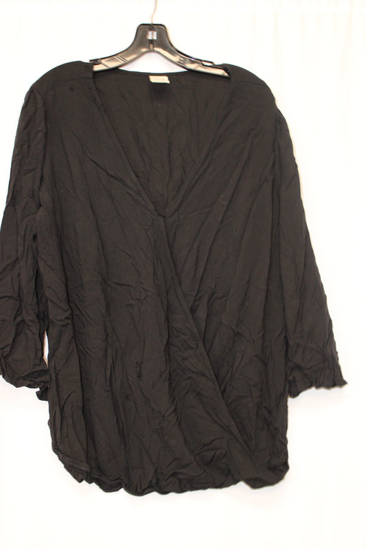 Faded Glory Long Sleeve Blouse, Black, Women’s XXXL