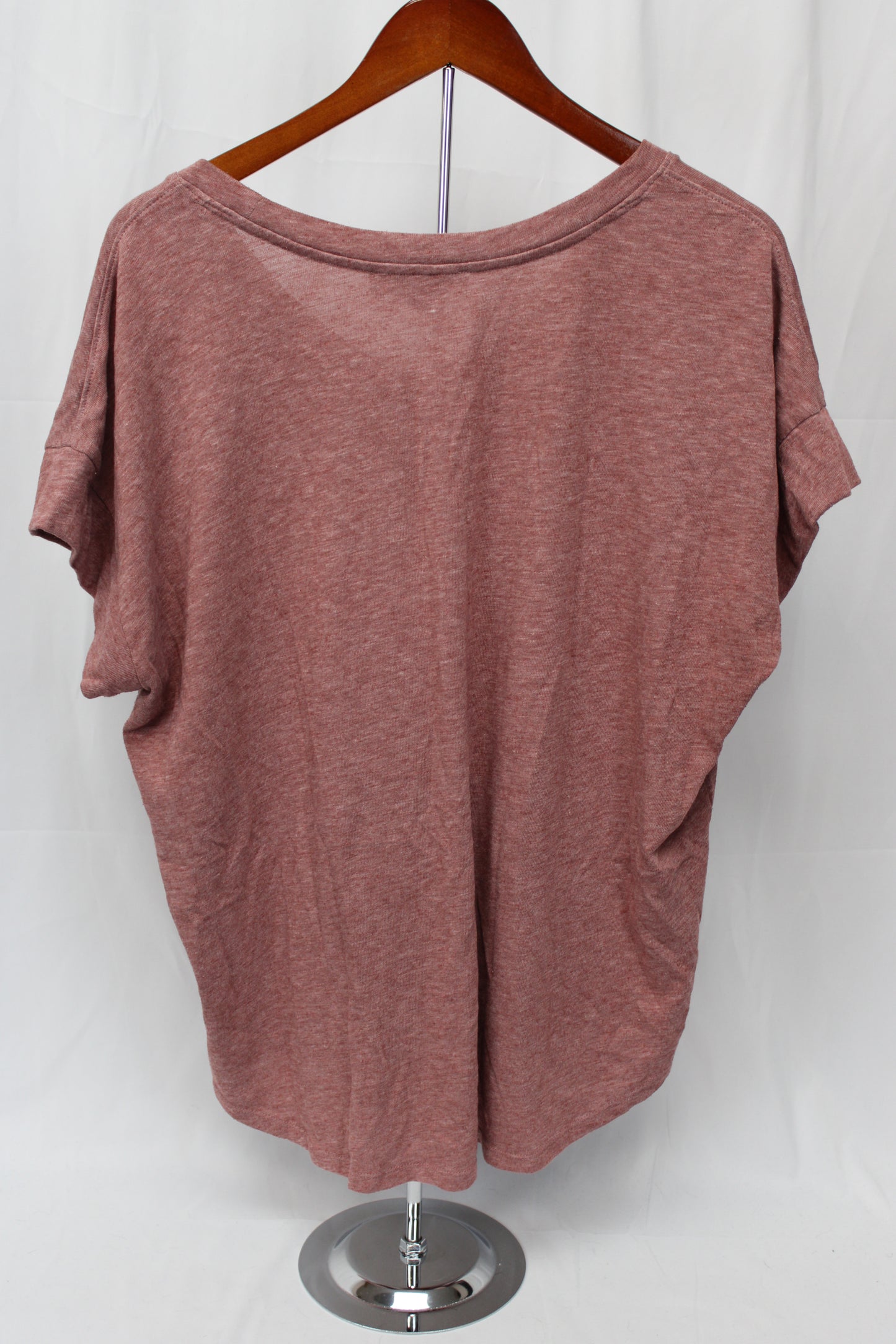 LOFT Everyday Short Sleeve V-Neck Shirt, Red, Women’s XL
