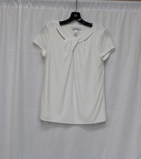 White House Black Market Short Sleeve Blouse, White, Women’s S
