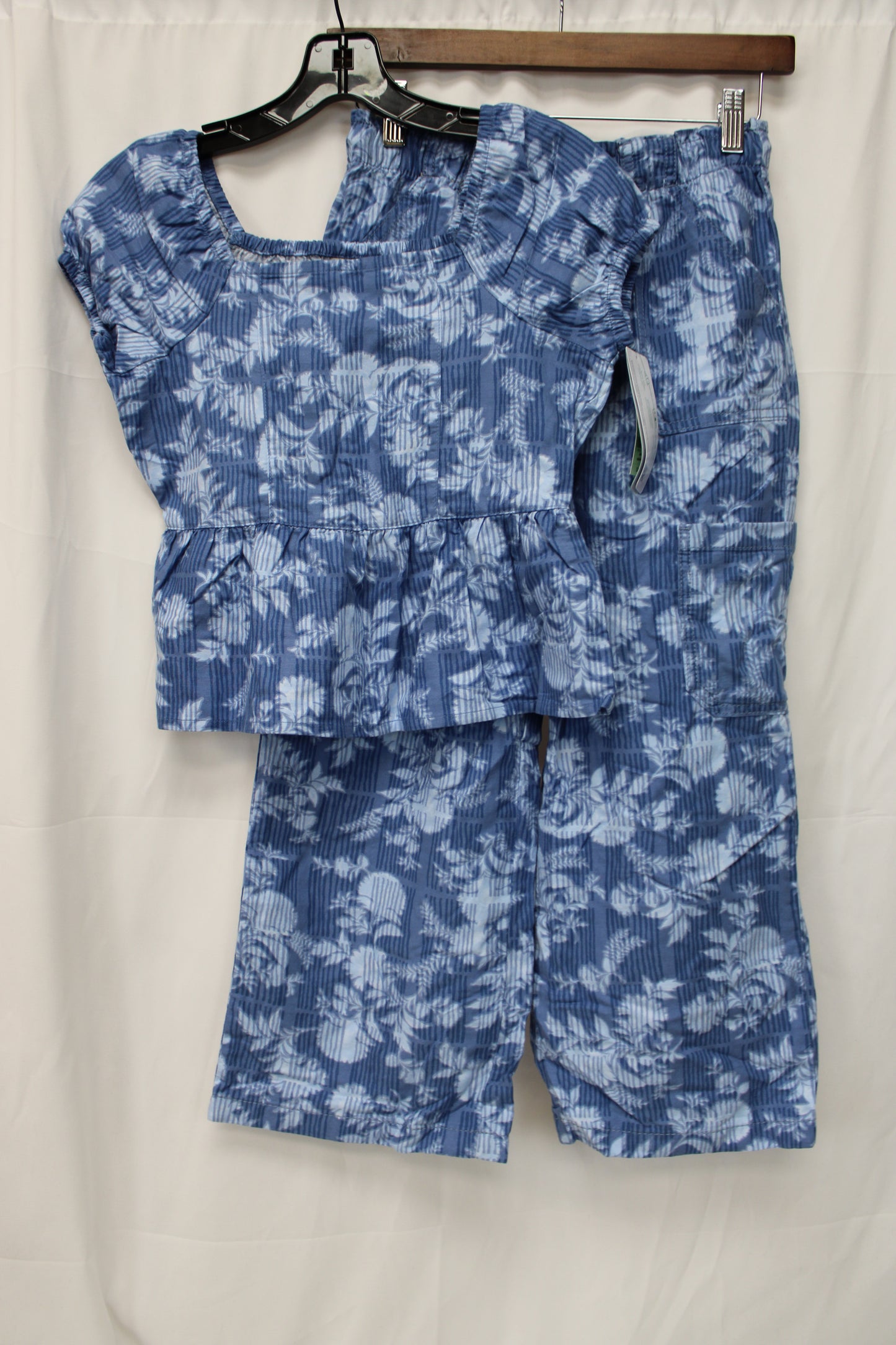 Oshkosh Tropical Two Piece Short Sleeve Set, Blue, Girls 10