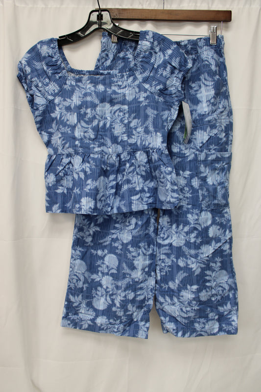 Oshkosh Tropical Two Piece Short Sleeve Set, Blue, Girls 10