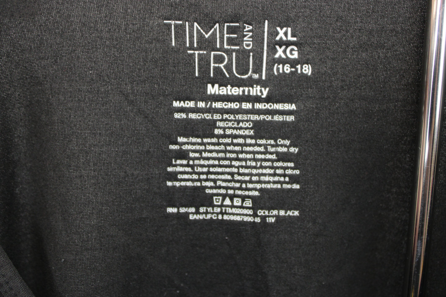 Time & Tru Cinched Tank Top, Black, Women’s XL