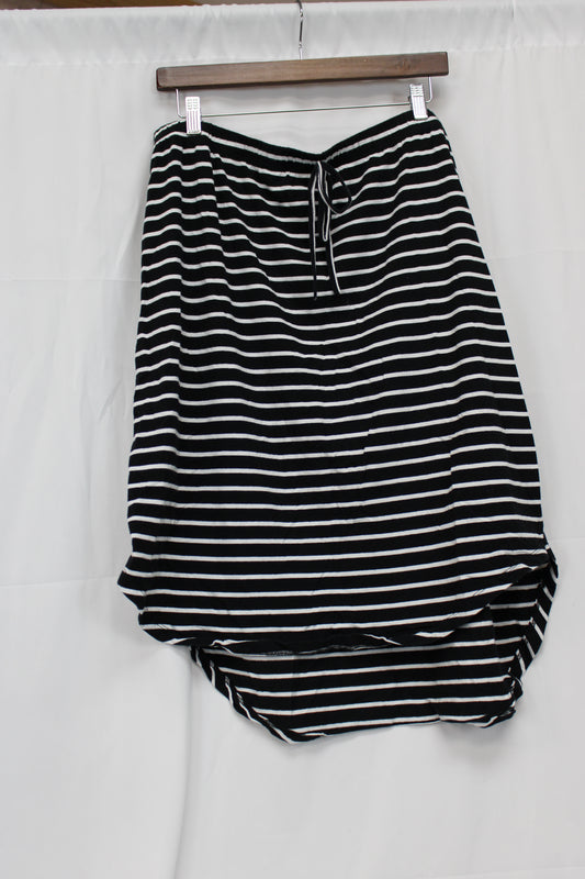 SHIEN Curve Striped Drawstring Skirt, Black/White, Women’s XXXL