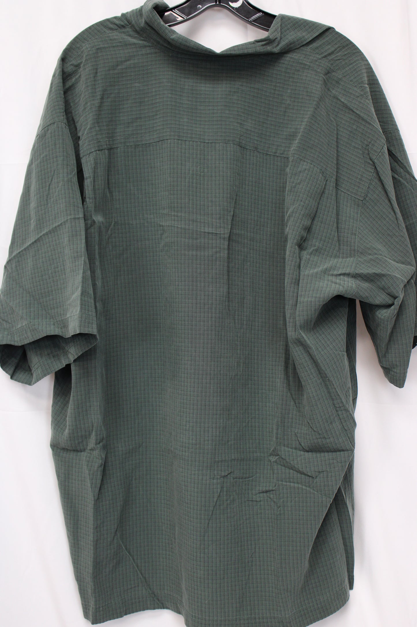 Haggar Short Sleeve Button Up Shirt, Green, Men’s XL