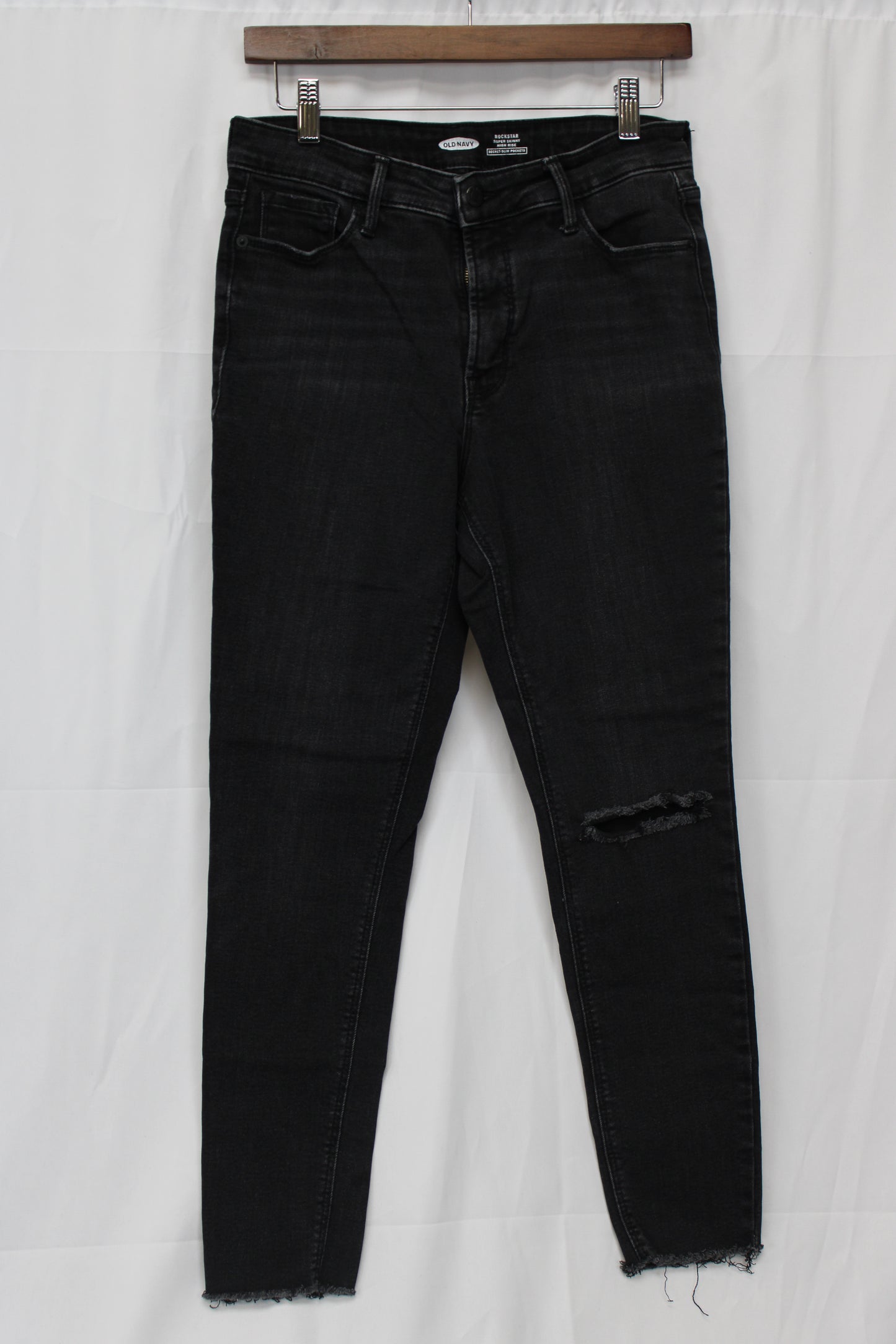 Old Navy Rockstar Super Skinny High Rise Jeans, Black, Women’s 10 Petite