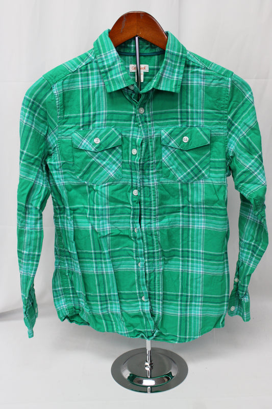Cat & Jack Long Sleeve Flannel, Green, Youth L