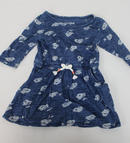 Cat & Jack Floral Long Sleeve Dress, Blue, Girls 2T
