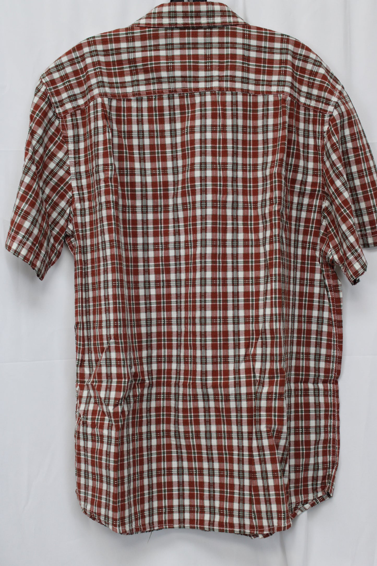 Outdoor Life Short Sleeve Plaid Button Up, Red/White, Men’s L