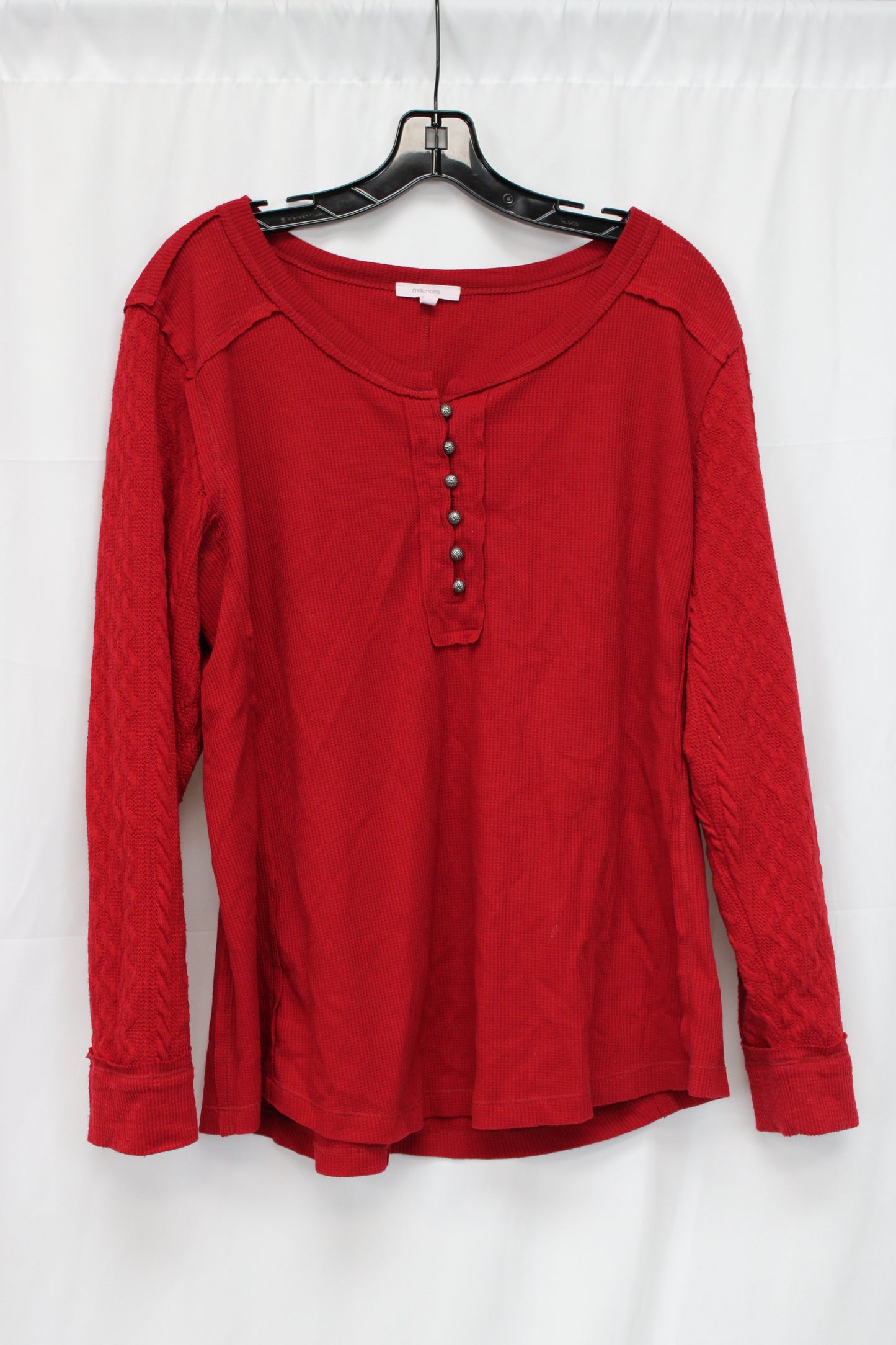 Maurice’s Long Sleeve Metal Button Shirt, Red, Women’s XXL